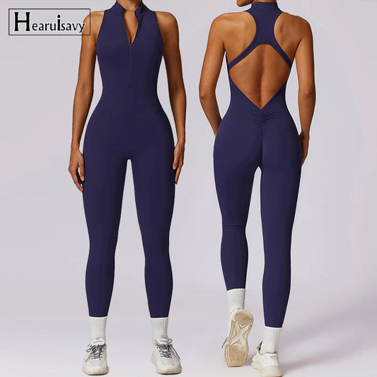 Combinaison de Sport Femme à Dos en V – Body Fitness et Yoga Sans Manches