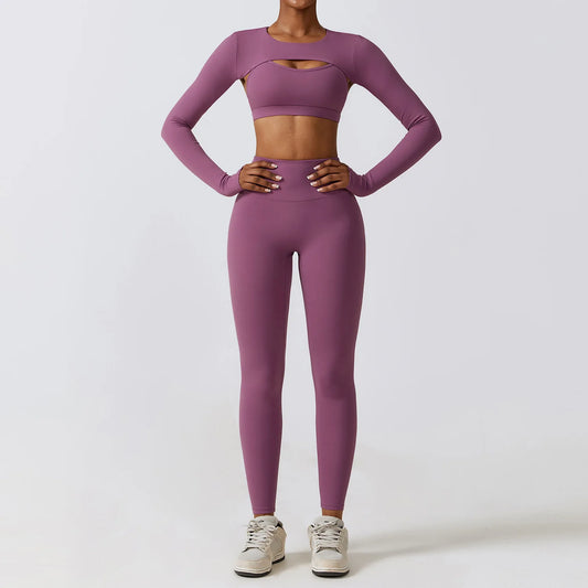 Ensemble de Sport Femme – Legging et Haut Yoga / Fitness (2 ou 3 pièces)
